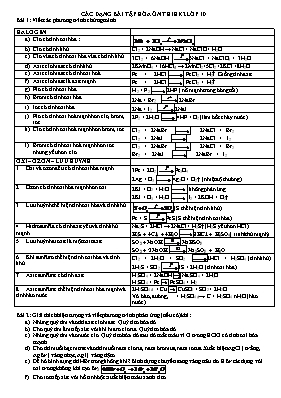 Các dạng bài tập Hóa ôn thi học kì 2 lớp 10